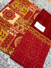 Red 100% Cotton Dress Material