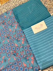 Blue 100% Cotton Dress Material