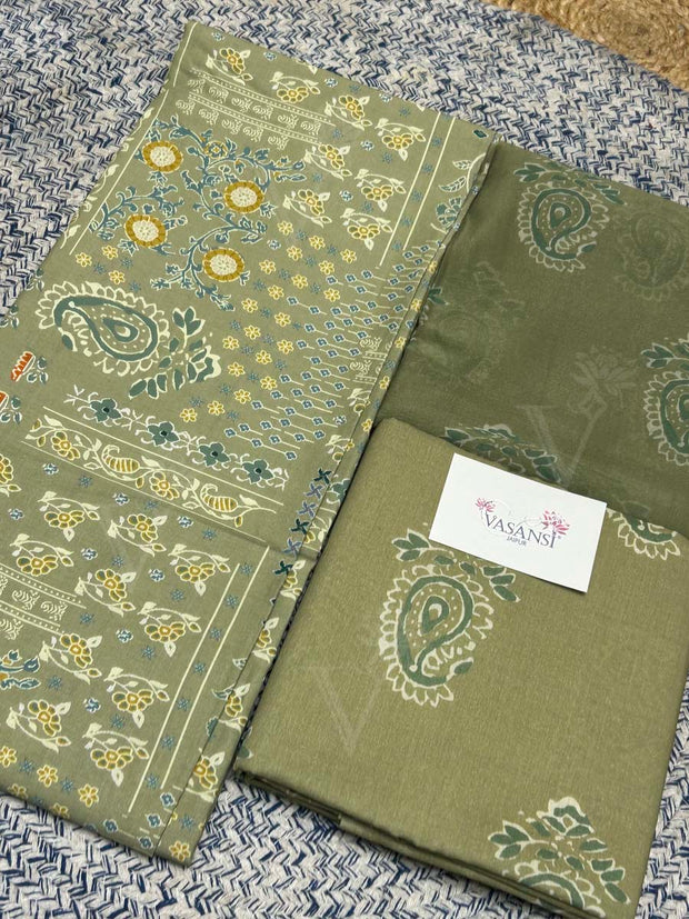 Light Green 100% Cotton Dress Material