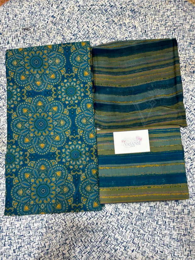 Blue 100% Cotton Dress Material
