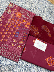 Maroon 100% Cotton Dress Material