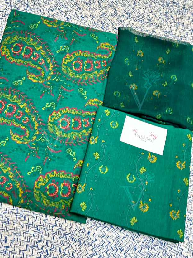 Green 100% Cotton Dress Material
