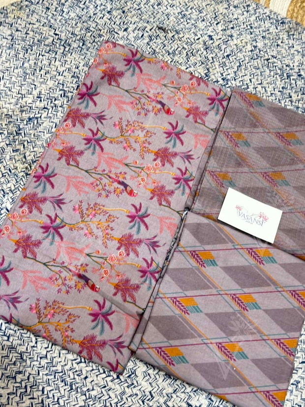 Grey 100% Cotton Dress Material