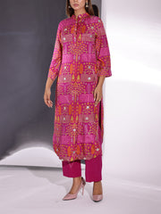 Pink Vasansi Silk Printed Kurti