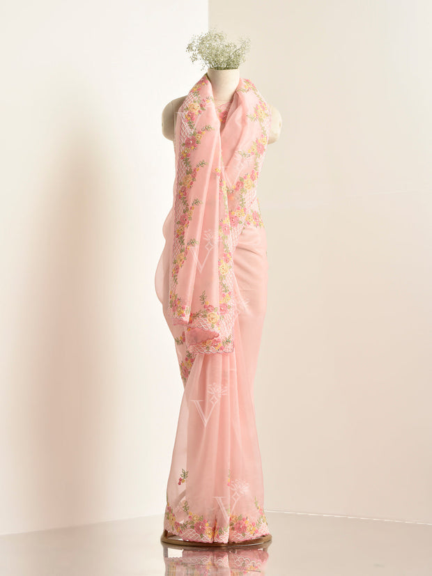 Pink Organza Saree