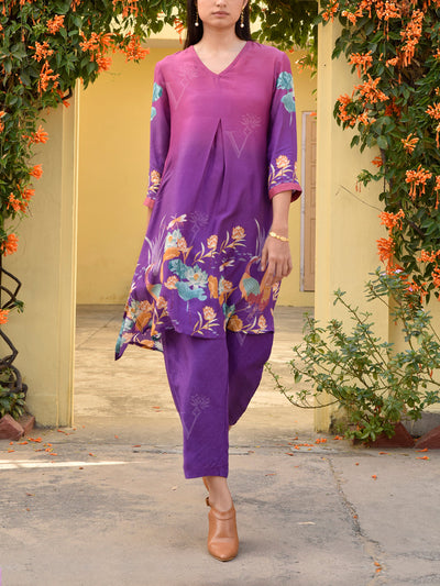 Purple Vasansi Silk Printed Co-ord Set