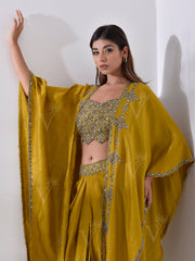 Yellow Silk Cape with Dhoti