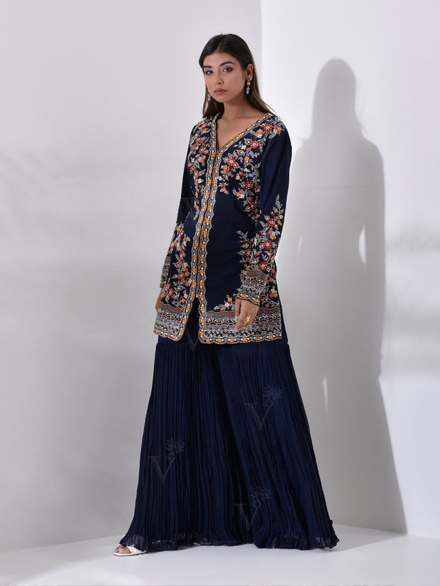 Navy Blue  Georgettte Sharara Set