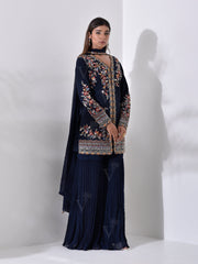 Navy Blue  Georgettte Sharara Set