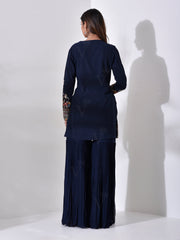 Navy Blue  Georgettte Sharara Set