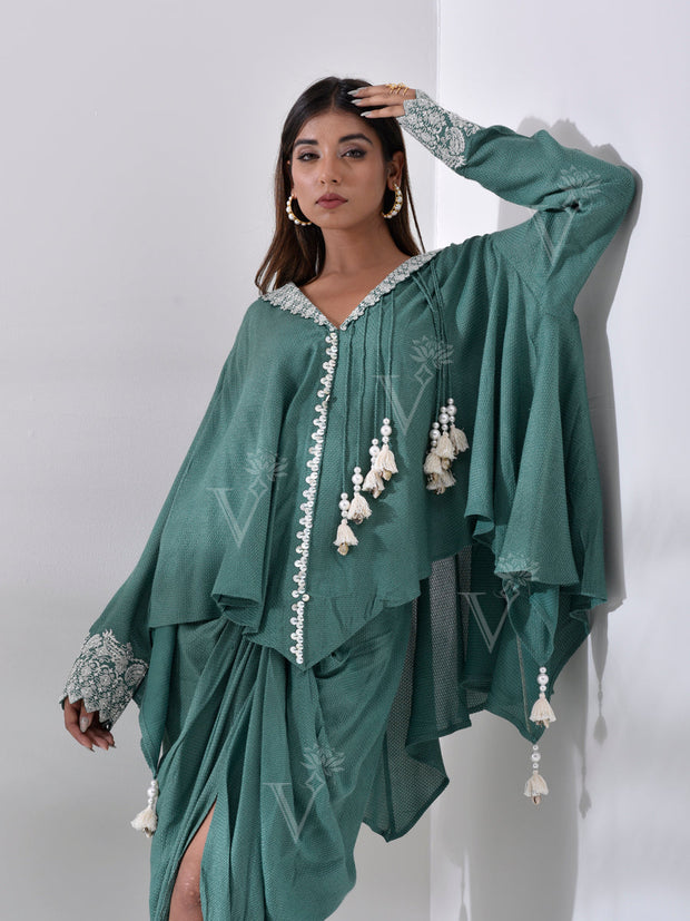 Jade Green Kaftan Dhoti Set