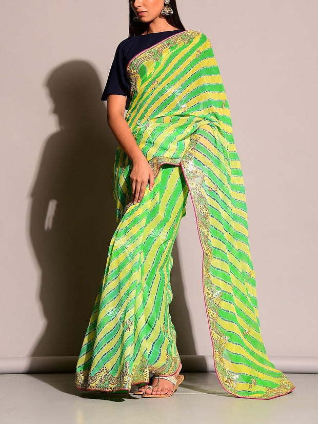 Green Leheriya Saree