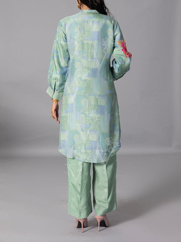 Green  Vasansi Silk Kurta And Pant Set