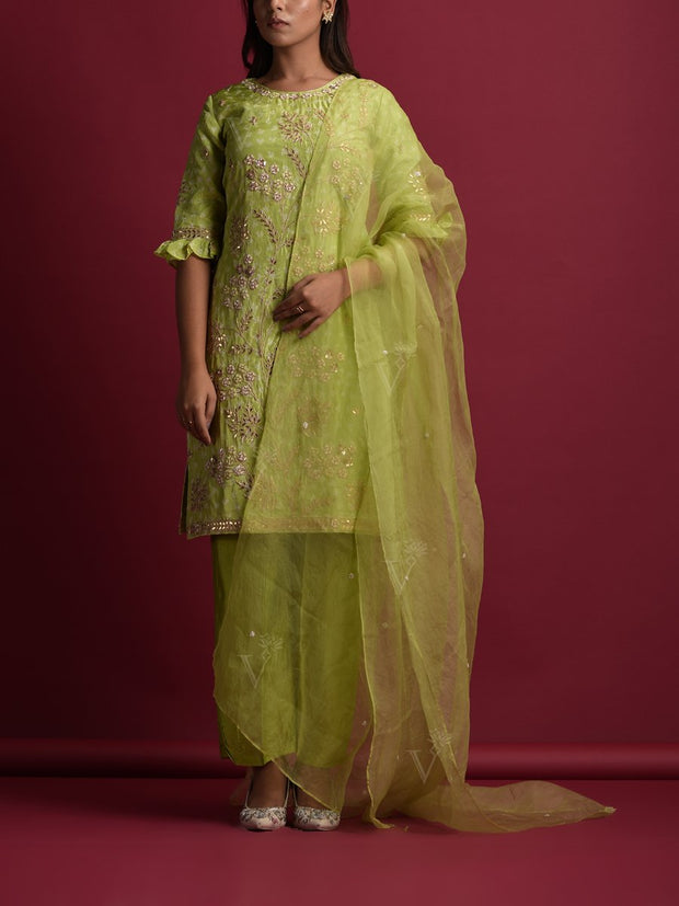 Green Silk Suit Set