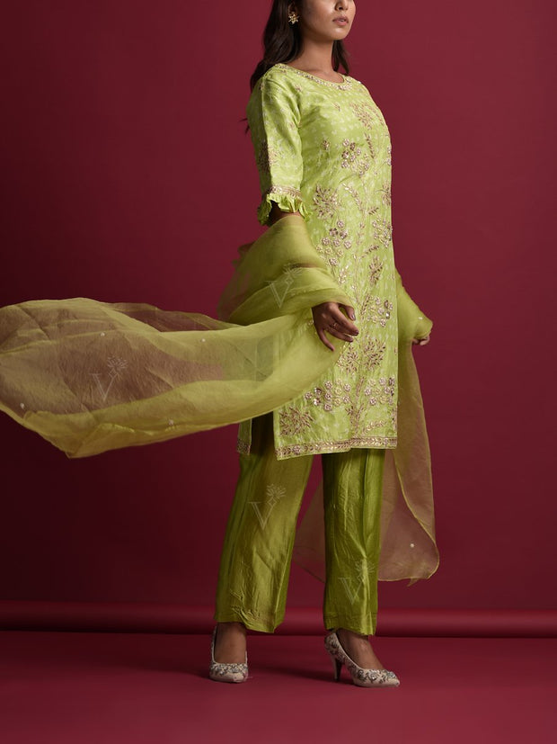 Green Silk Suit Set