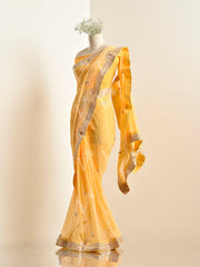 Yellow Georgette leheriya Saree