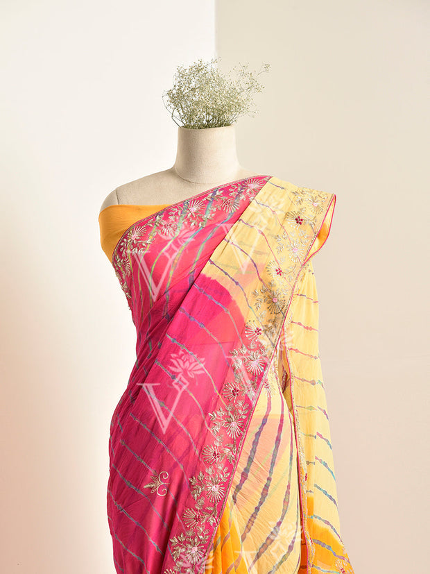 Multi Color Georgette leheriya Saree