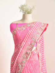 Baby Pink Georgette leheriya Saree