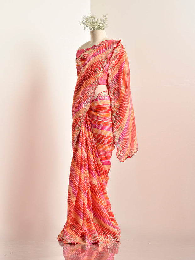 Multi Color Vasansi Silk Leheriya Saree