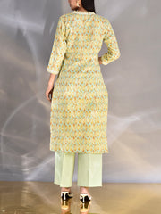 Light Green Cotton Printed Suit Set