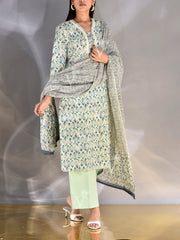 Light Blue Cotton Printed Suit Set