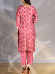 French Pink Silk Embroidered Suit Set