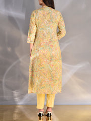 Yellow Cotton Printed Suit Set