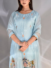 Blue Organza Zardozi Sharara Set