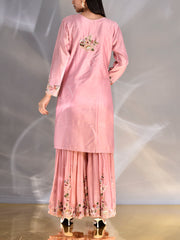 Pink Chanderi Embroidered Sharara Set