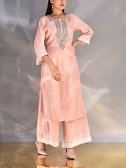 Baby Pink Silk Zardozi Suit Set