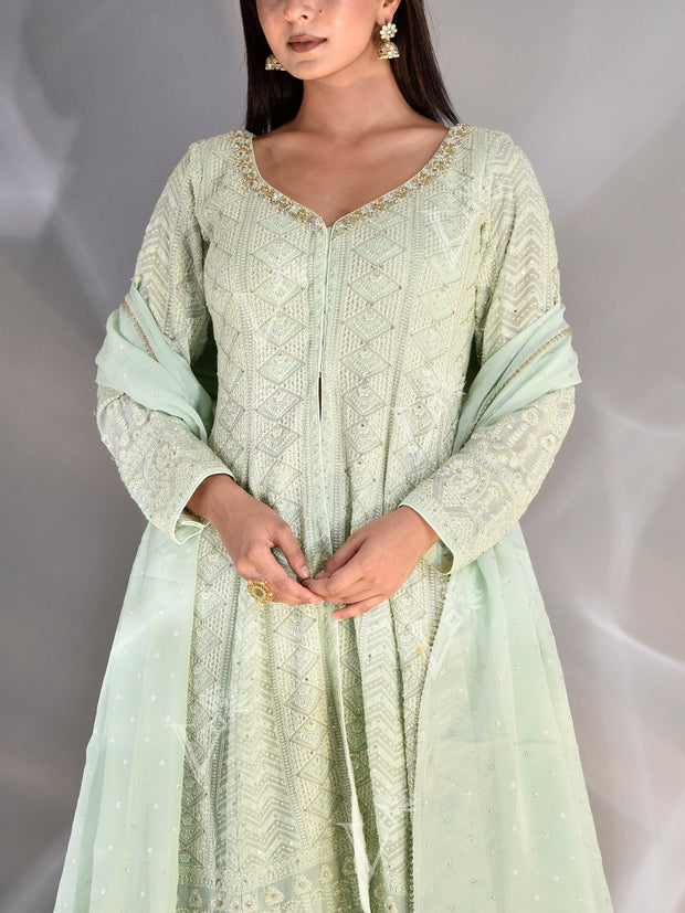 Mint Green Georgette Garara Set