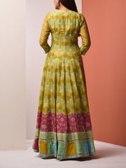 Green Vasansi Silk Printed Anarkali Gown