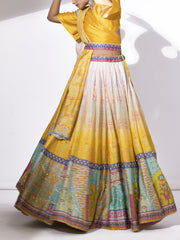 Yellow Ombre Silk Lehenga Set