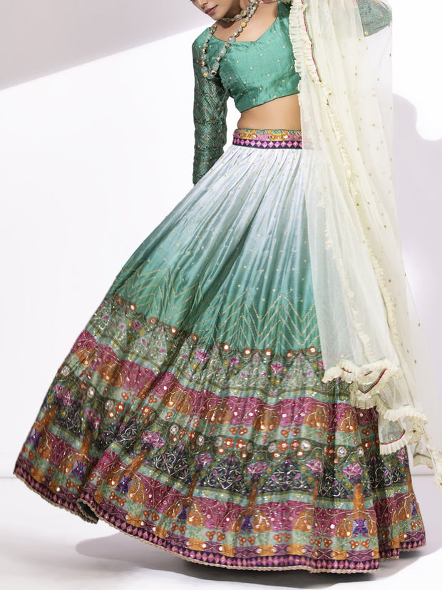 Sage Green Ombre Lehenga Set