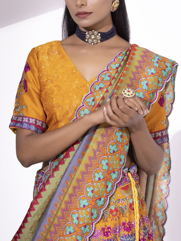 Mustard Silk Lehenga Set