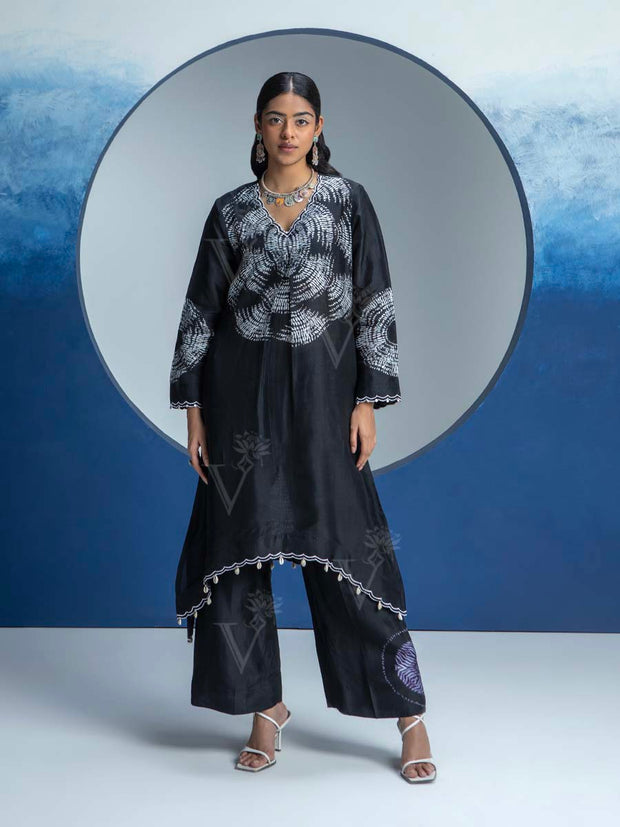 Black Printed Kurta and Pant Set
