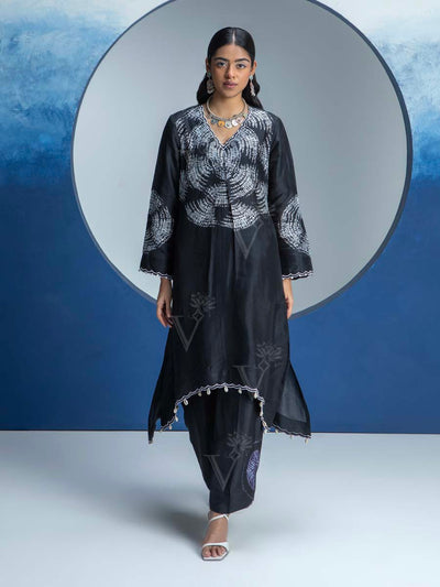 Black Printed Kurta and Pant Set