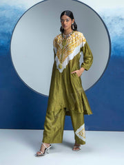 Olive Green Printed Kurta and Pant Set
