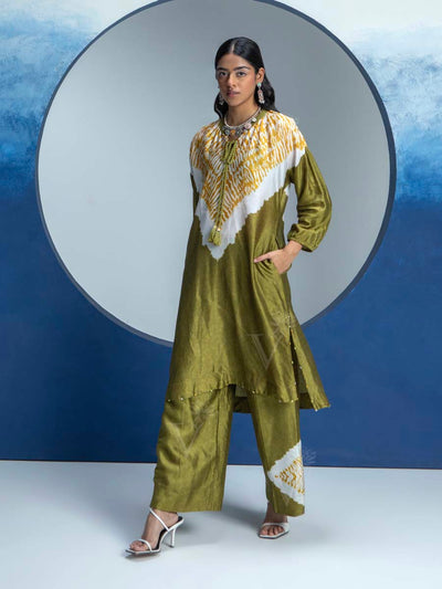 Olive Green Printed Kurta and Pant Set
