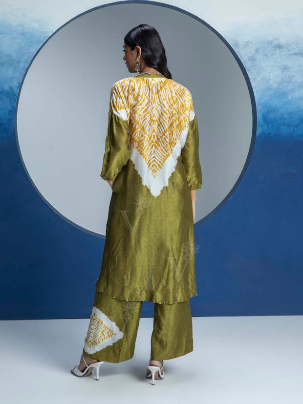 Olive Green Printed Kurta and Pant Set
