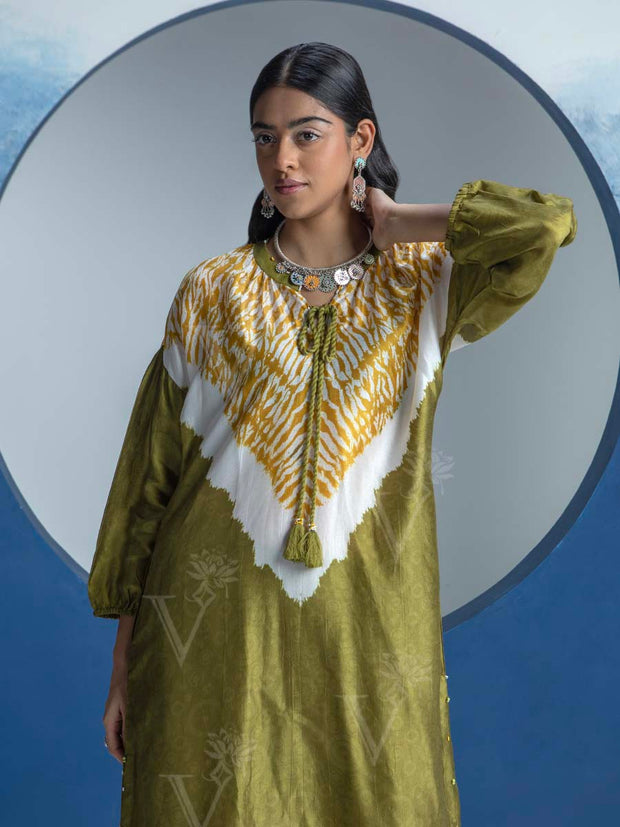 Olive Green Printed Kurta and Pant Set