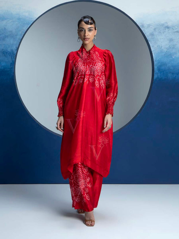 Red Printed Kurta and Pant Set