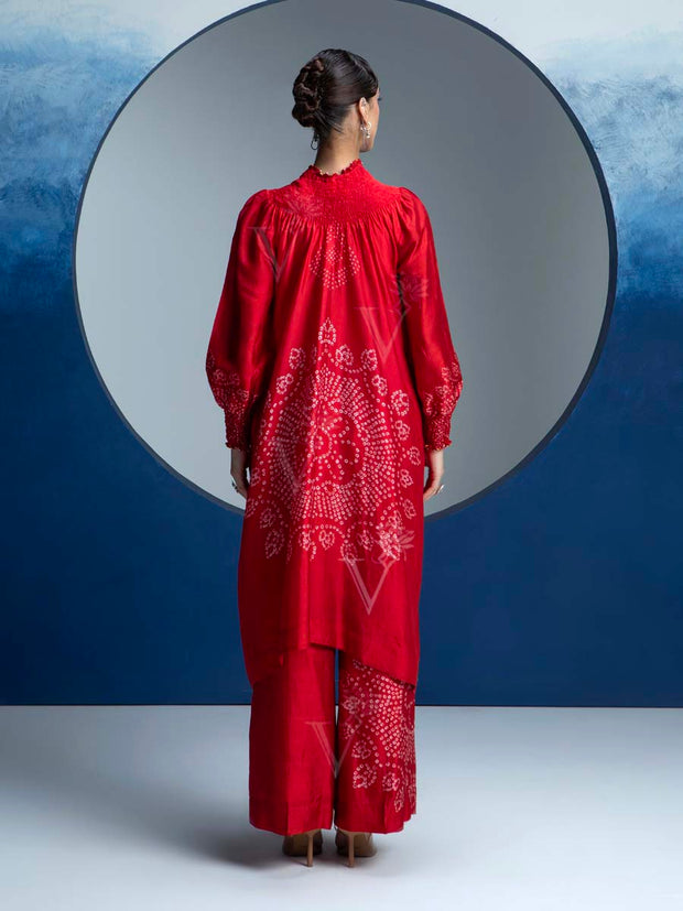 Red Printed Kurta and Pant Set