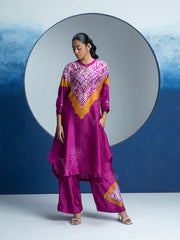 Fuschia Pink Printed Kurta and Pant Set