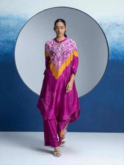 Fuschia Pink Printed Kurta and Pant Set