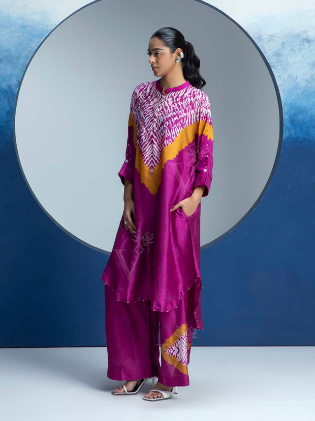 Fuschia Pink Printed Kurta and Pant Set