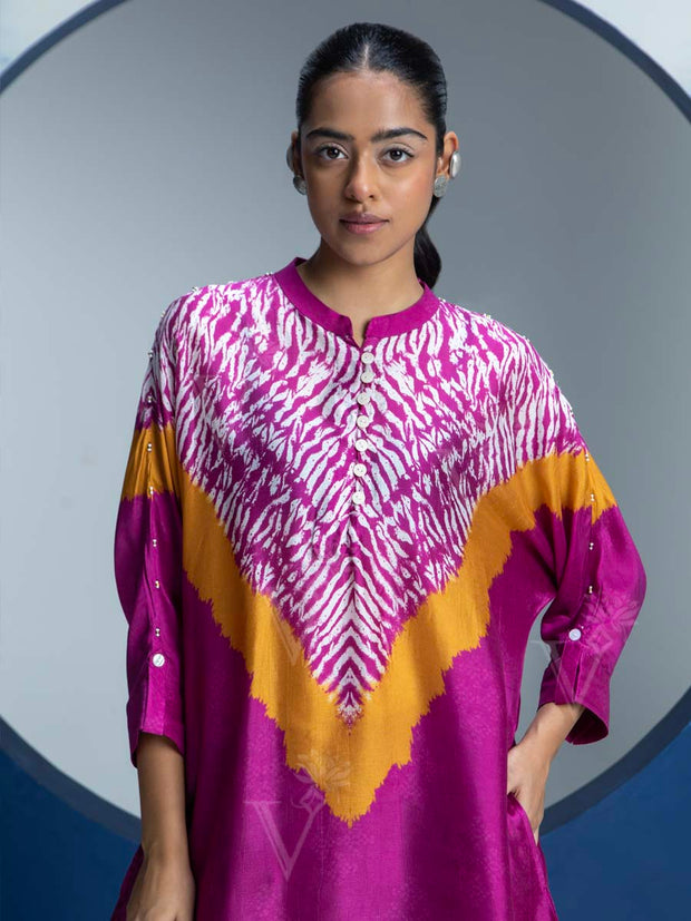 Fuschia Pink Printed Kurta and Pant Set