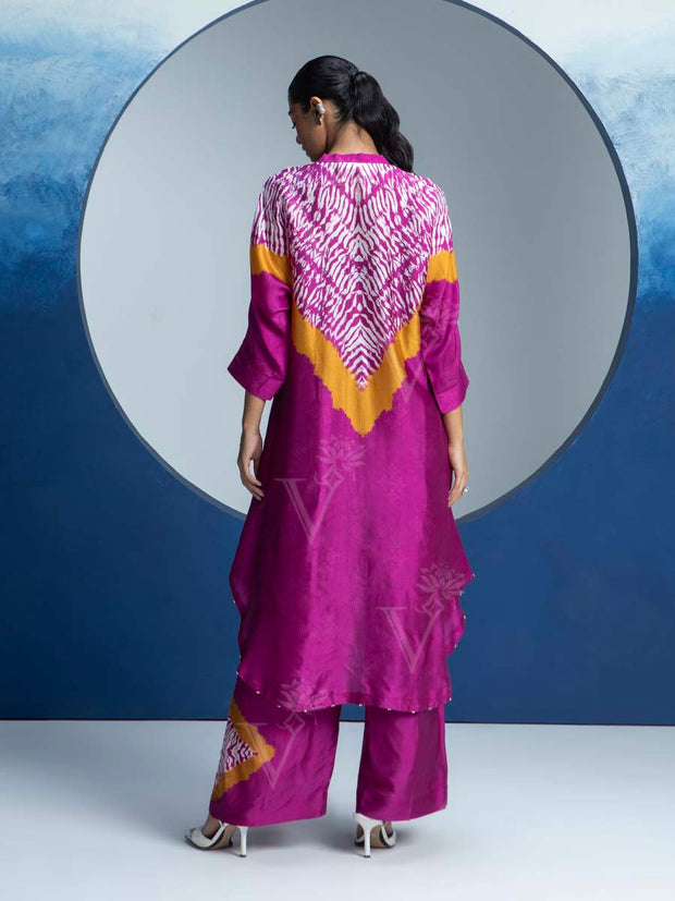 Fuschia Pink Printed Kurta and Pant Set