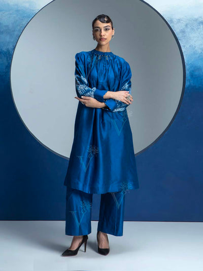 Midnight Blue Printed Kurta and Pant Set