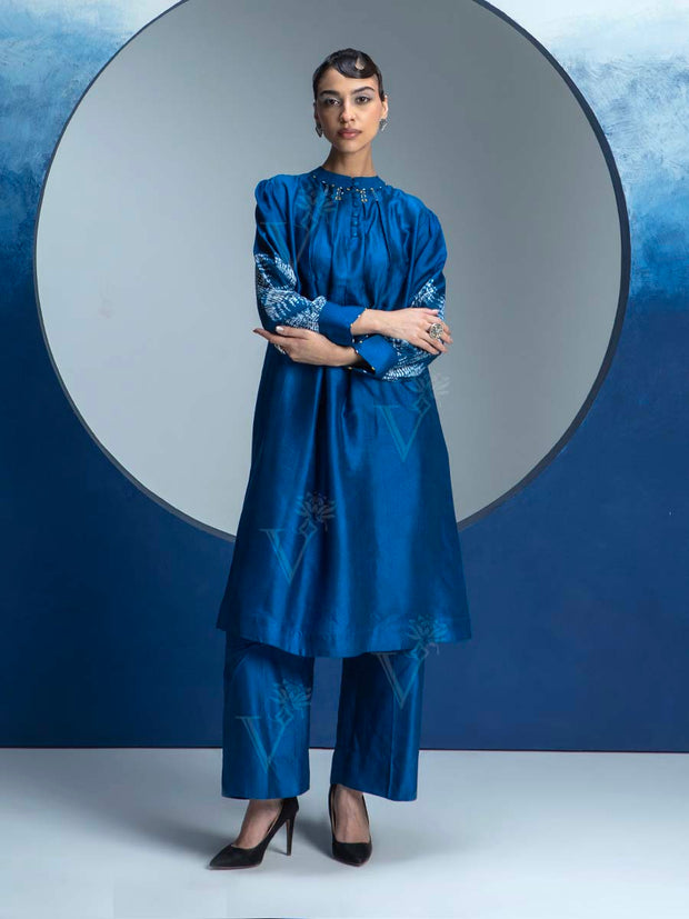 Midnight Blue Printed Kurta and Pant Set